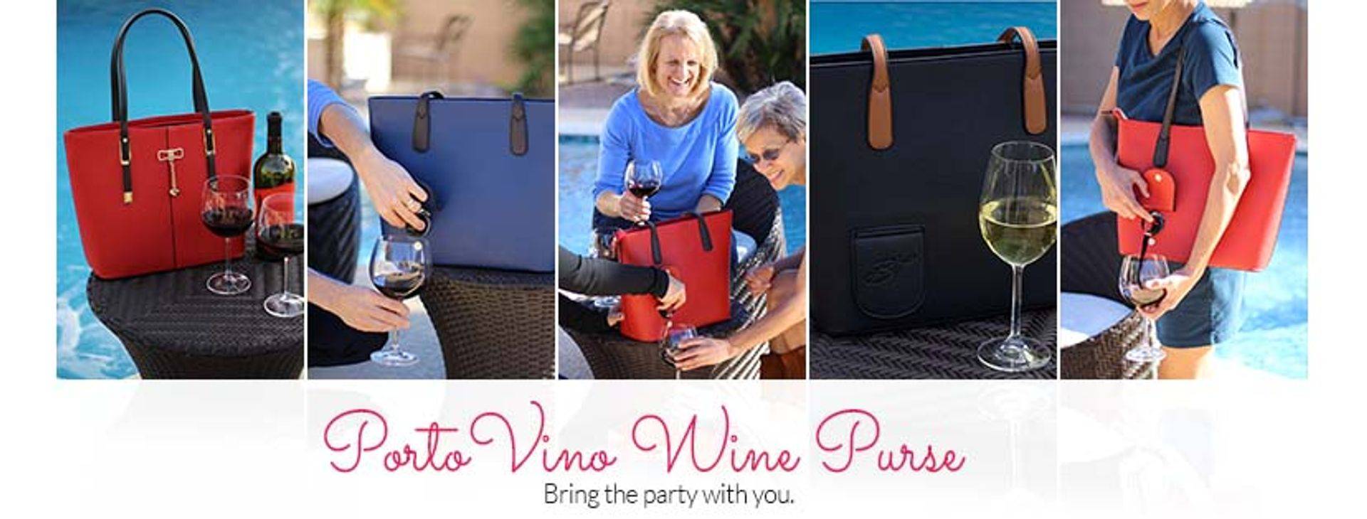 Buy PortoVino Tote bag - Vegan Leather Wine Purse with Hidden Spout and  Dispenser Flask for Wine Lovers that Holds and Pours 2 bottles of Wine!  Perfect for Traveling, Concerts, Bachelorette Party -